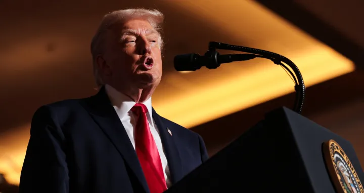 U.S. President Donald Trump delivers remarks on the U.S. economy and affordability at the Mount Airy Casino Resort in Mount Pocono, Pennsylvania, U.S. December 9, 2025. REUTERS/Jonathan Ernst/Jonathan Ernst