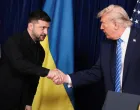 U.S. President Donald Trump and Ukrainian President Volodymyr Zelenskiy shake hands during a press conference after their lunch meeting at Trump's Mar-a-Lago club, in Palm Beach, Florida, U.S., December 28, 2025. REUTERS/Jonathan Ernst/Jonathan Ernst