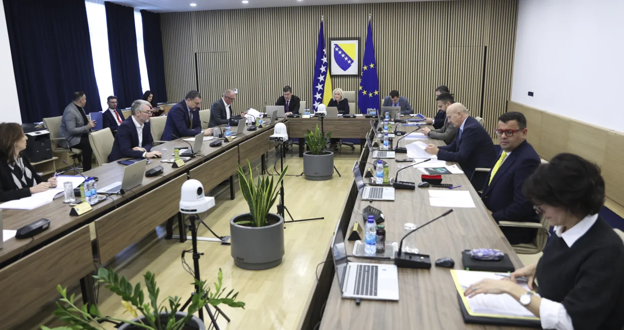 Sarajevo, BIH - 29. decembar 2025:Sjednica VijeД&Dagger;a ministara Bosne i Hercegovine odrЕѕana je u ponedjeljak u Sarajevu (SamД&plusmn;r JordamovД&plusmn;c - Anadolu Agency)/