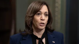 epa10397282 US Vice President Kamala Harris speaks to members of the media after ceremonially swearing-in Ambassador Elizabeth Bagley as Ambassador to Brazil, in the Eisenhower Executive Office Building in Washington, DC, USA, 09 January 2023. Ambassador Bagley was sworn in on a personal bible held by her son Conor Bagley and daughter Vaughan Bagley. EPA/LEIGH VOGEL/POOL/Leigh Vogel/Pool