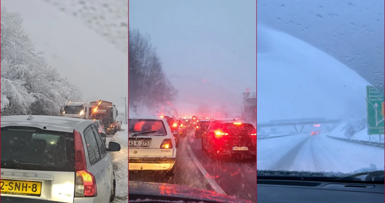 snijeg, saobraćaj, putevi,Autoput bradina sarajevoZastoj Rogatica-->Romanija(Neskovic pumpa) - prikazano na prvom slajdu/