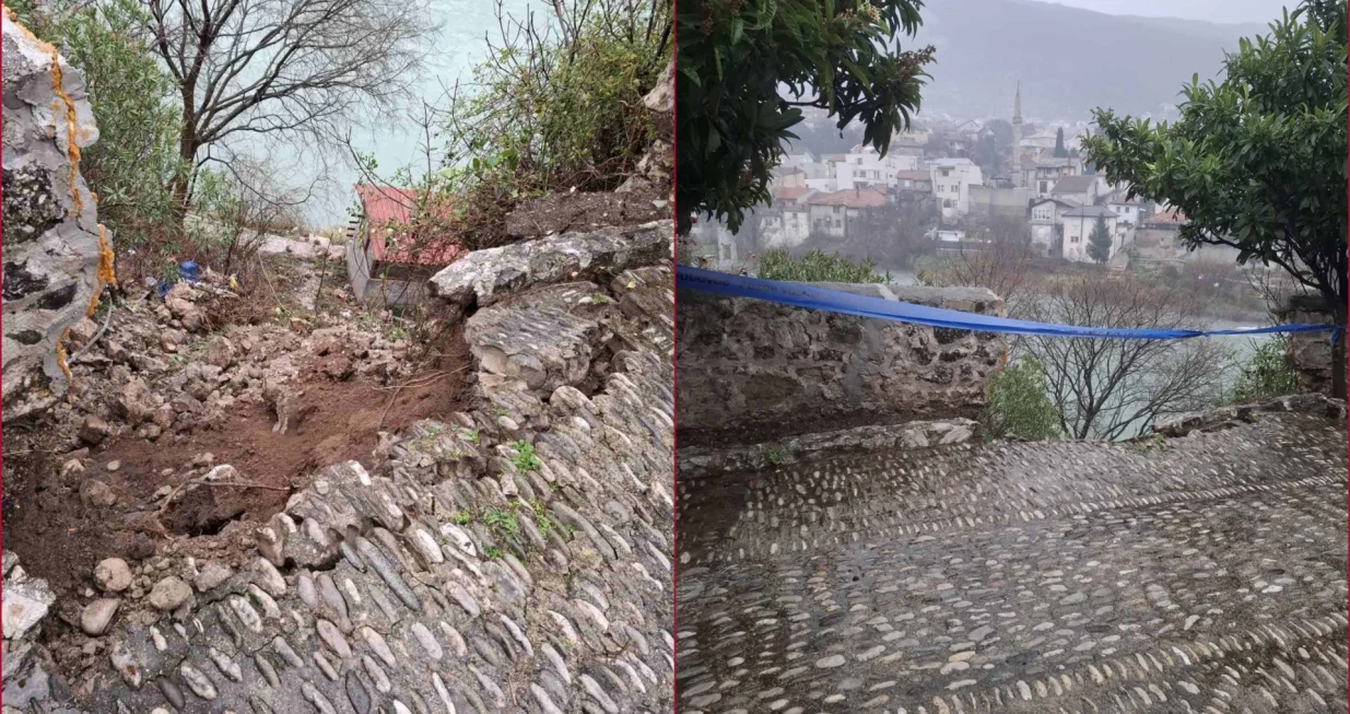 Obilne ki&scaron;e u Mostaru: Uru&scaron;io se zid oko džamije stare vi&scaron;e od 400 godina/Mostarski.ba