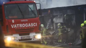 Požar na pijaci Kvadrant, Otoka Sarajevo, vatrogasci/Senad Gubelić/