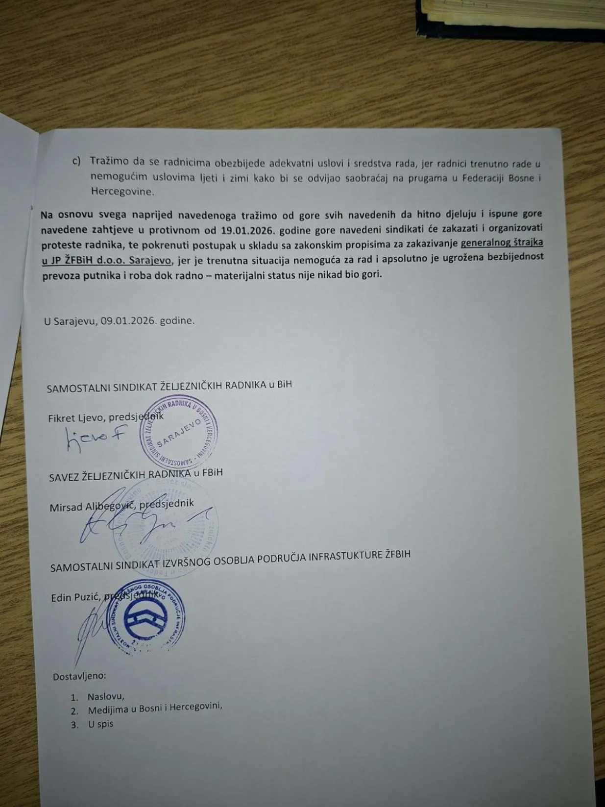 Zahtjevi, radnici, Željeznice FBiH, JP ŽFBiH/Oslobođenje