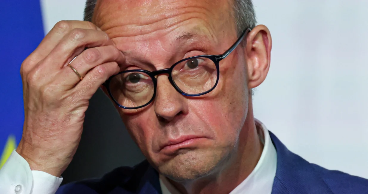 Germany's Chancellor Friedrich Merz looks on as he delivers a press conference upon the signing of the declaration on deploying post-ceasefire force in Ukraine, during the so-called 'Coalition of the Willing' summit, at the Elysee Palace in Paris, France, January 6, 2026. Ludovic Marin/Pool via REUTERS/Ludovic Marin