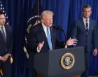 U.S. President Donald Trump speaks as Secretary of Defense Pete Hegseth and U.S. Secretary of State Marco Rubio look on during a press conference following a U.S. strike on Venezuela where President Nicolas Maduro and his wife, Cilia Flores, were captured, from Trump's Mar-a-Lago club in Palm Beach, Florida, U.S., January 3, 2026. REUTERS/Jonathan Ernst/Jonathan Ernst