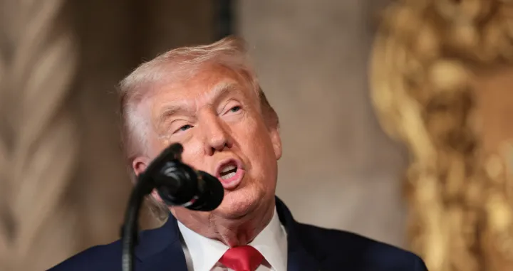 U.S. President Donald Trump makes an announcement about the Navy's "Golden Fleet" at Mar-a-lago in Palm Beach, Florida, U.S., December 22, 2025. REUTERS/Jessica Koscielniak/Jessica Koscielniak