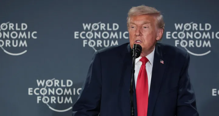 U.S. President Donald Trump speaks during a reception with business leaders, at the 56th annual World Economic Forum (WEF), in Davos, Switzerland, January 21, 2026. REUTERS/Jonathan Ernst/Jonathan Ernst