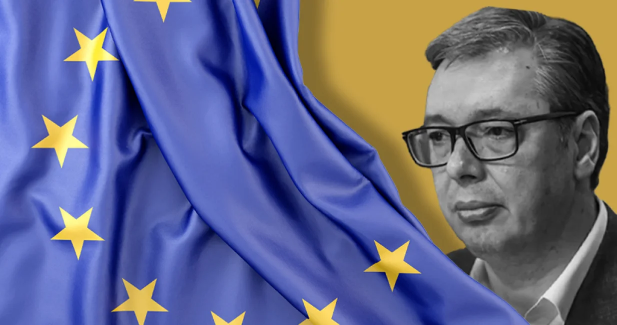Vizual za kolumnu bo&scaron;ka jak&scaron;ića, Vučić i evropski "olo&scaron;"/Benjamin Krnić