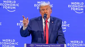 DAVOS, ŠVICARSKA - 21. JANUAR: Američki predsjednik Donald Trump održao govor tokom Svjetskog ekonomskog foruma u Davosu. (Harun Özalp - Anadolu Agency)/