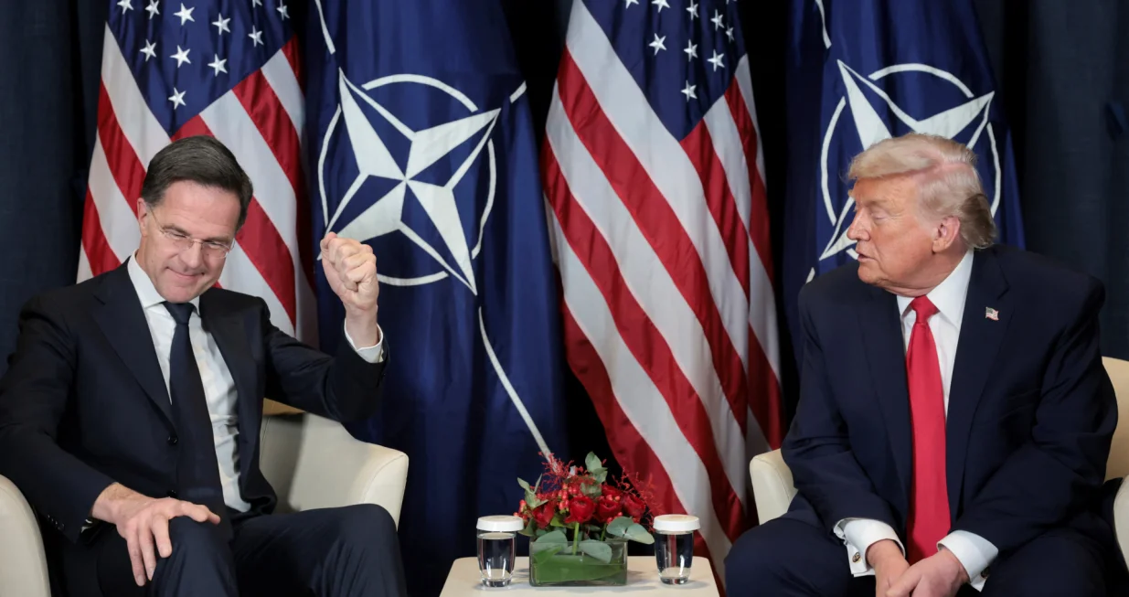 U.S. President Donald Trump holds a bilateral meeting with NATO Secretary General Mark Rutte at the World Economic Forum (WEF) in Davos, Switzerland, January 21, 2026. REUTERS/Jonathan Ernst/Jonathan Ernst