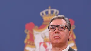 BEOGRAD, SRBIJA - 15. OKTOBAR 2025: Predsjednica Evropske komisije Ursula von der Leyen u okviru balkanske turneje boravi u Srbiji gdje se susrela sa srbijanskim predsjednikom Aleksandrom Vučićem, u Beogradu, Srbija, 15. oktobra 2025. (Amir Hamzagic - Anadolu Agency)/