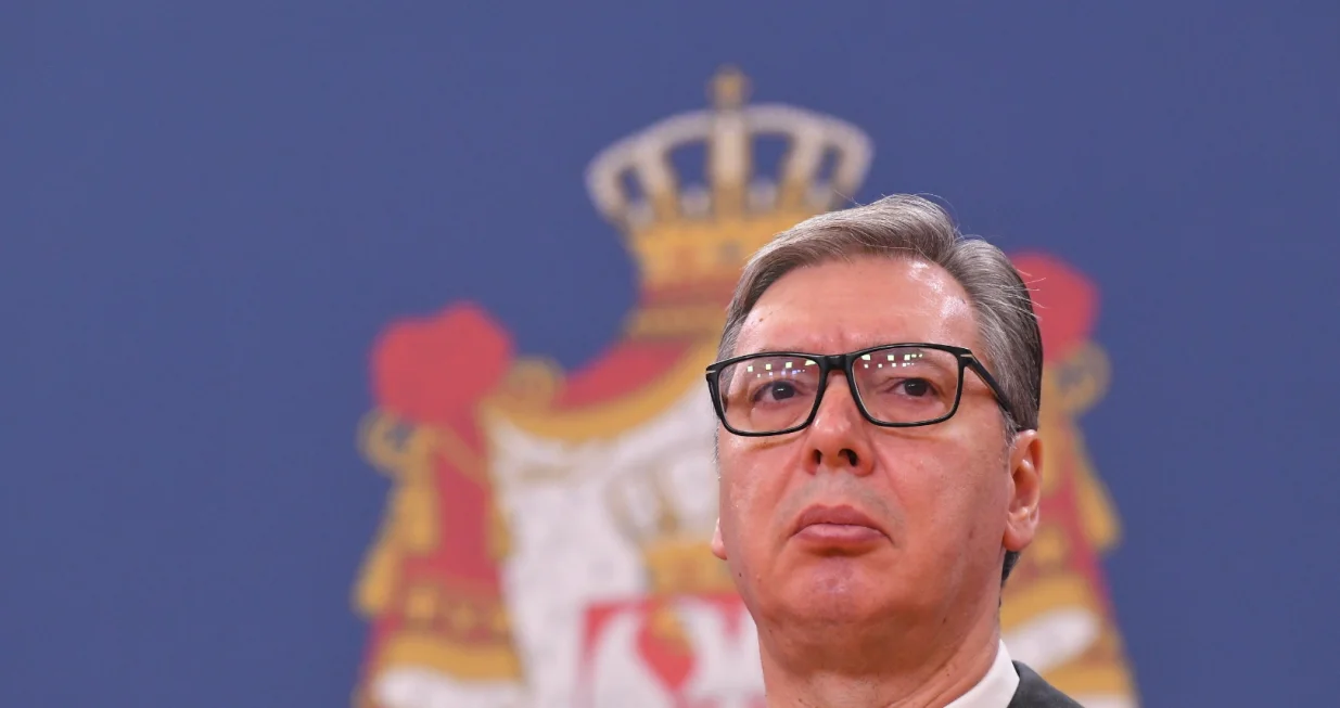 BEOGRAD, SRBIJA - 15. OKTOBAR 2025: Predsjednica Evropske komisije Ursula von der Leyen u okviru balkanske turneje boravi u Srbiji gdje se susrela sa srbijanskim predsjednikom Aleksandrom Vučićem, u Beogradu, Srbija, 15. oktobra 2025. (Amir Hamzagic - Anadolu Agency)/