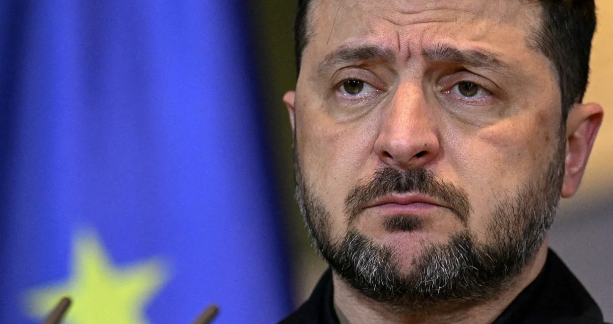 FILE PHOTO: Ukrainian President Volodymyr Zelenskiy attends a press conference with German Chancellor Friedrich Merz, at the Chancellery in Berlin, Germany December 15, 2025. REUTERS/Annegret Hilse/File Photo/Annegret Hilse