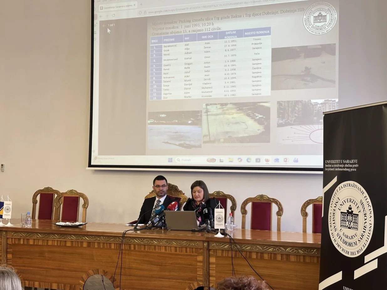 Institut za istraživanje zločina protiv čovječnosti i međunarodnog prava (UNSA) predstavio interaktivnu mapu "Granatiranje Sarajeva u vrijeme opsade", autorice dr. sc. Merise Karović-Babić//