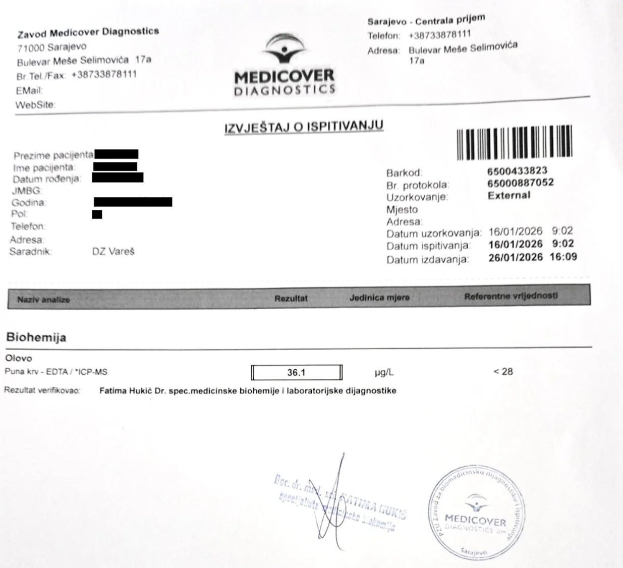 Nalaz jednog od stanovnika Vare&scaron;a/