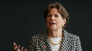 New Hampshire Senator Jeanne Shaheen, a Democrat on the U.S. Senate Foreign Relations Committee, speaks during an event at Copenhagen University in Copenhagen Denmark January 16, 2026. REUTERS/Tom Little/Tom Little