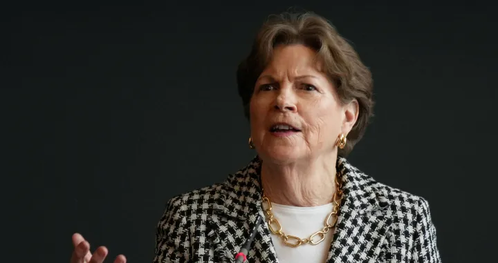 New Hampshire Senator Jeanne Shaheen, a Democrat on the U.S. Senate Foreign Relations Committee, speaks during an event at Copenhagen University in Copenhagen Denmark January 16, 2026. REUTERS/Tom Little/Tom Little