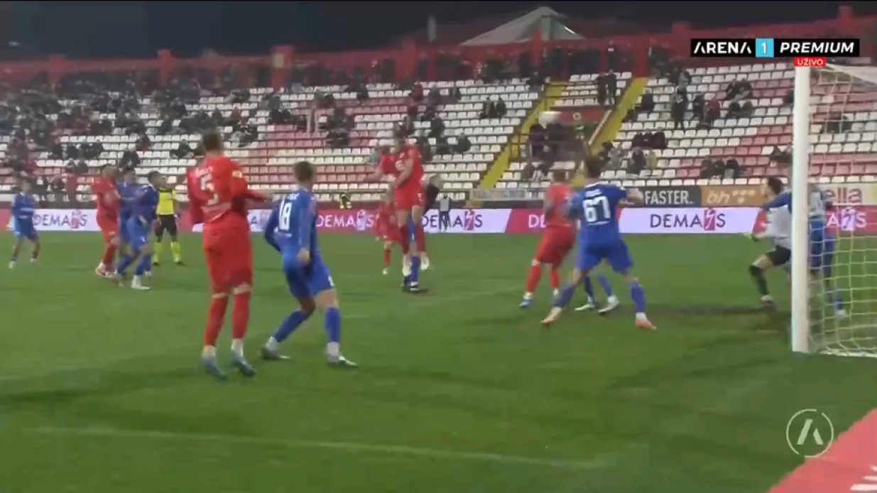 Gol Armina Spahića protiv Veleža (FOTO: Arenasport/Screenshot)/Foto: 