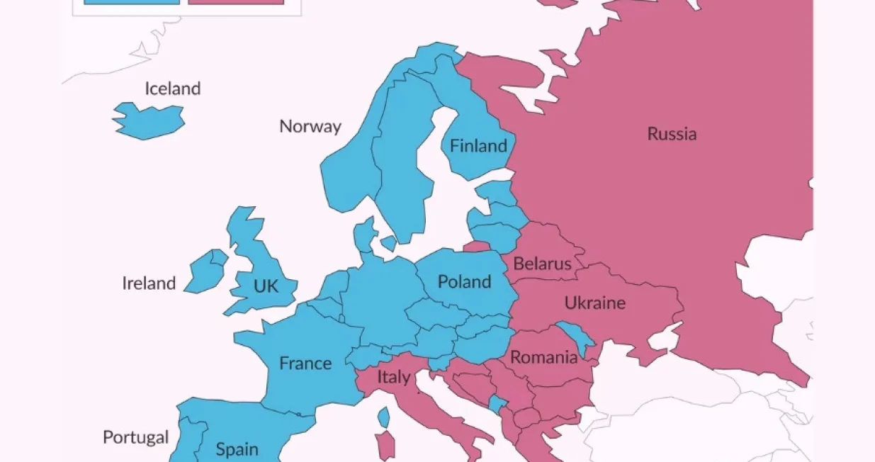 Mapa Evrope kada je riječ o padu i porastu stanovni&scaron;tva/