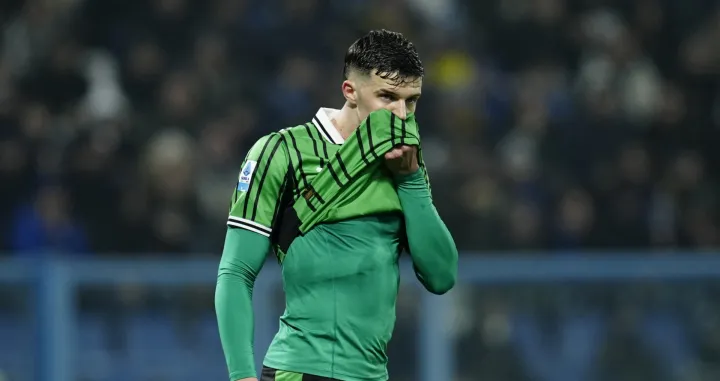 Soccer Football - Serie A - U.S. Sassuolo v Inter Milan - Mapei Stadium - Citta del Tricolore, Reggio Emilia, Italy - February 8, 2026 U.S. Sassuolo's Tarik Muharemovic reacts REUTERS/Matteo Ciambelli/Foto: Matteo Ciambelli