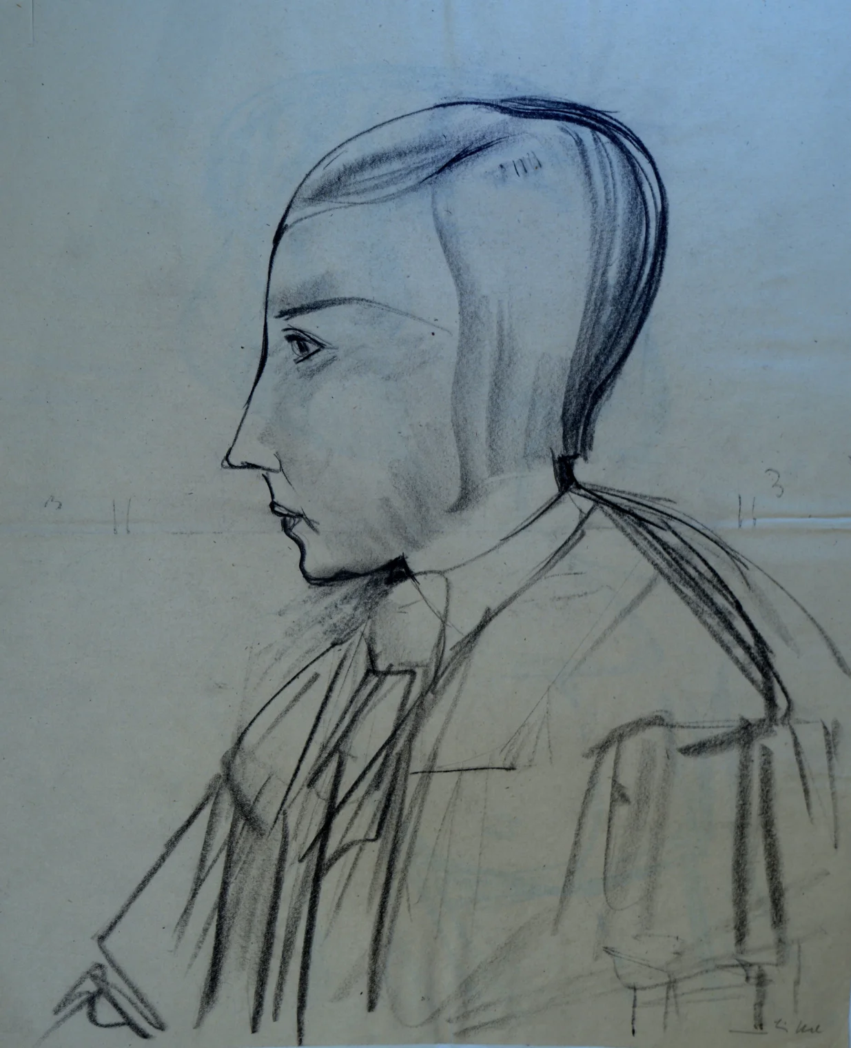 Ženski portret, ugljen/        