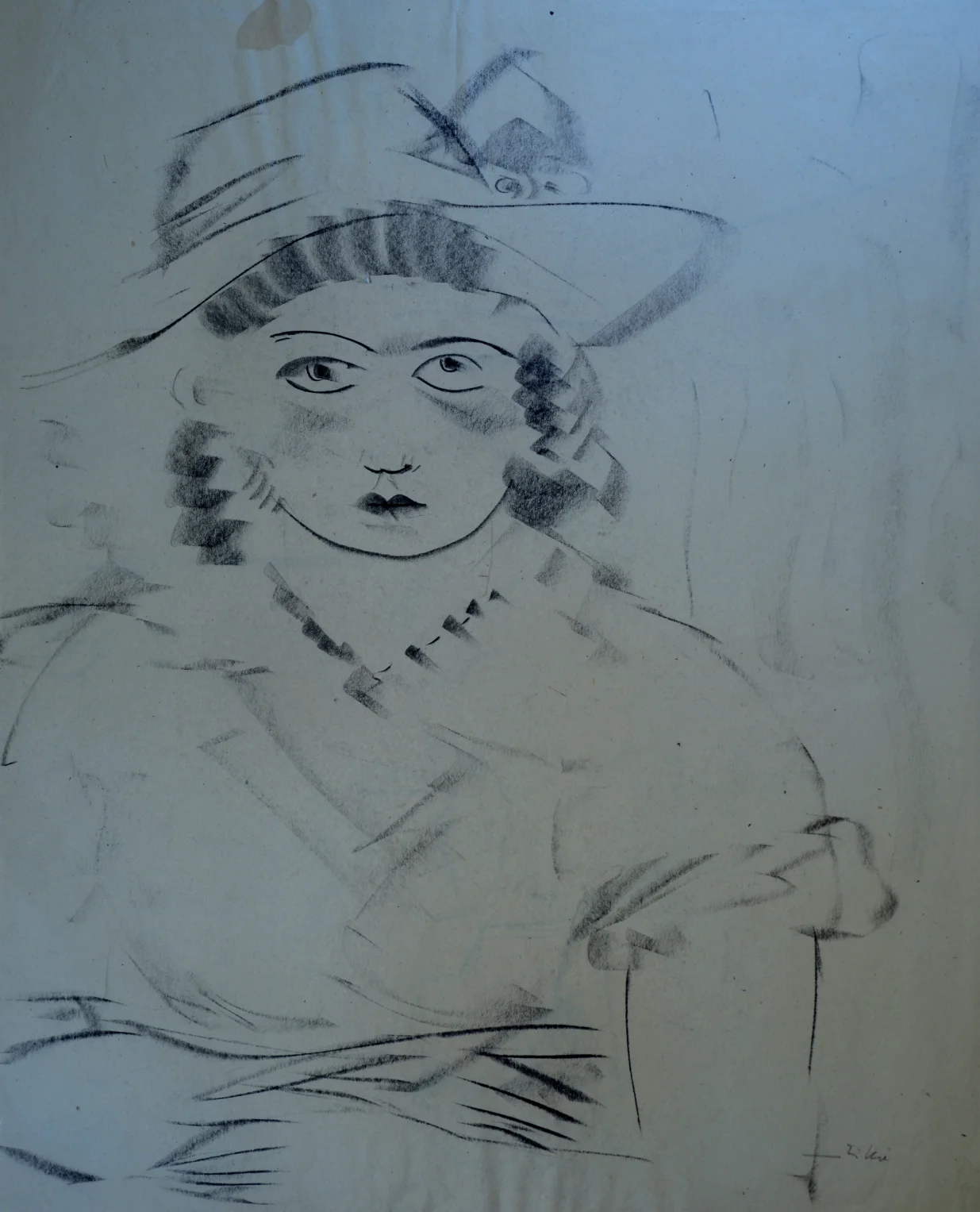 Ženski portret, ugljen/        