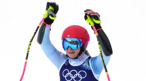 Milano Cortina 2026 Olympics - Alpine Skiing - Women's Super-G - Tofane Alpine Skiing Centre, Belluno, Italy - February 12, 2026. Elvedina Muzaferija of Bosnia and Herzegovina reacts after her run during Women's Super-G REUTERS/Aleksandra Szmigiel/Foto: Aleksandra Szmigiel