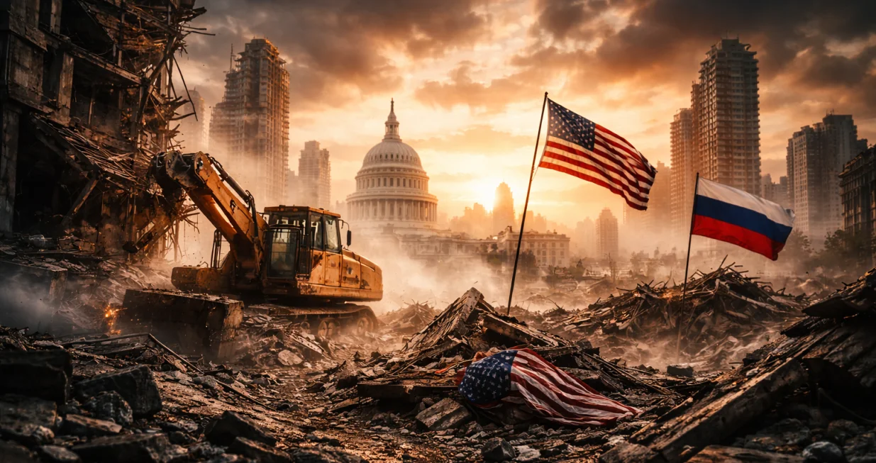 sukob, rat, sad, rusija, pad civilizacije/Chatgpt