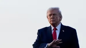 U.S. President Donald Trump gestures as he arrives at Palm Beach International Airport in West Palm Beach, Florida, U.S., February 13, 2026. REUTERS/Elizabeth Frantz/Elizabeth Frantz
