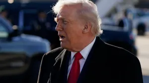 U.S. President Donald Trump speaks to the press before boarding Air Force One en route to Florida, at Pope Army Airfield on Fort Bragg, North Carolina, U.S., February 13, 2026. REUTERS/Elizabeth Frantz/Elizabeth Frantz