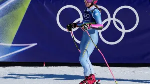 Milano Cortina 2026 Olympics - Alpine Skiing - Women's Giant Slalom Run 2 - Tofane Alpine Skiing Centre, Belluno, Italy - February 15, 2026. Elvedina Muzaferija of Bosnia and Herzegovina reacts after her second run of the Women's Giant Slalom REUTERS/Aleksandra Szmigiel/Foto: Aleksandra Szmigiel