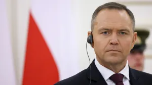 Polish President Karol Nawrocki attends a press conference with Lithuanian President Gitanas Nauseda and Ukrainian President Volodymyr Zelenskiy at the Presidential Palace in Vilnius, Lithuania, January 25, 2026. REUTERS/Kuba Stezycki/Kuba Stezycki