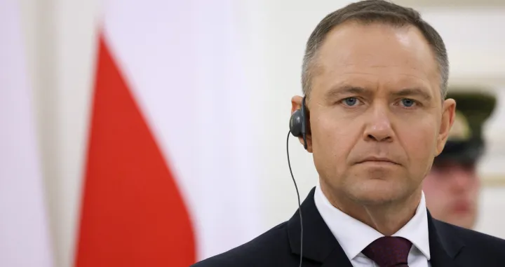 Polish President Karol Nawrocki attends a press conference with Lithuanian President Gitanas Nauseda and Ukrainian President Volodymyr Zelenskiy at the Presidential Palace in Vilnius, Lithuania, January 25, 2026. REUTERS/Kuba Stezycki/Kuba Stezycki