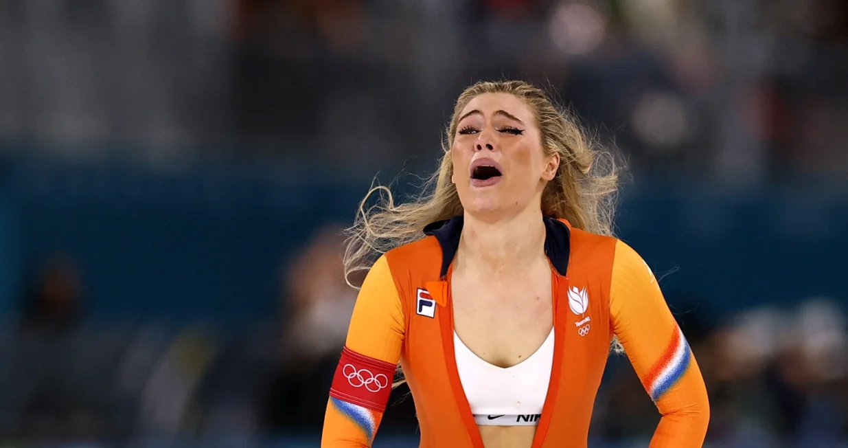 Milano Cortina 2026 Olympics - Speed Skating - Women's 1000m - Milano Speed Skating Stadium, Milan, Italy - February 09, 2026. Jutta Leerdam of Netherlands celebrates her Olympic record time and winning the women's 1000m race. REUTERS/Yves Herman/Foto: Yves Herman