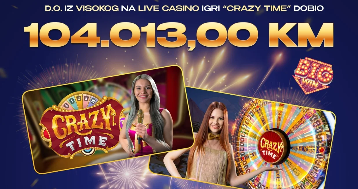 Igrač iz Visokog s 13 KM uloga osvojio 104.000 KM na live casinu Premier kladionice//