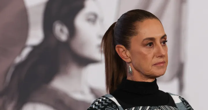 Mexican President Claudia Sheinbaum attends a press conference at the National Palace in Mexico City, Mexico January 27, 2026. REUTERS/Henry Romero/Henry Romero