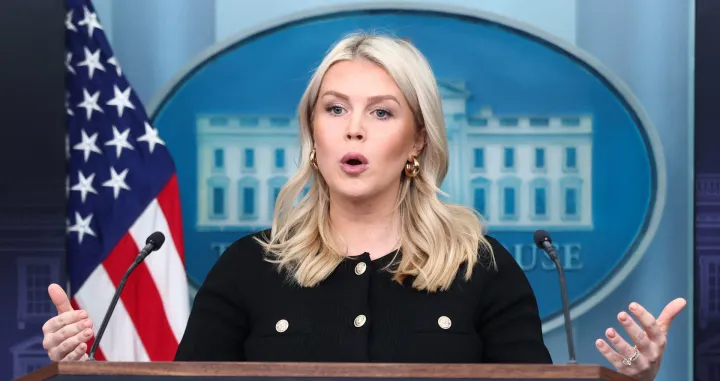 White House press secretary Karoline Leavitt holds a briefing at the White House in Washington, D.C., U.S., February 18, 2026. REUTERS/Kevin Lamarque/Kevin Lamarque