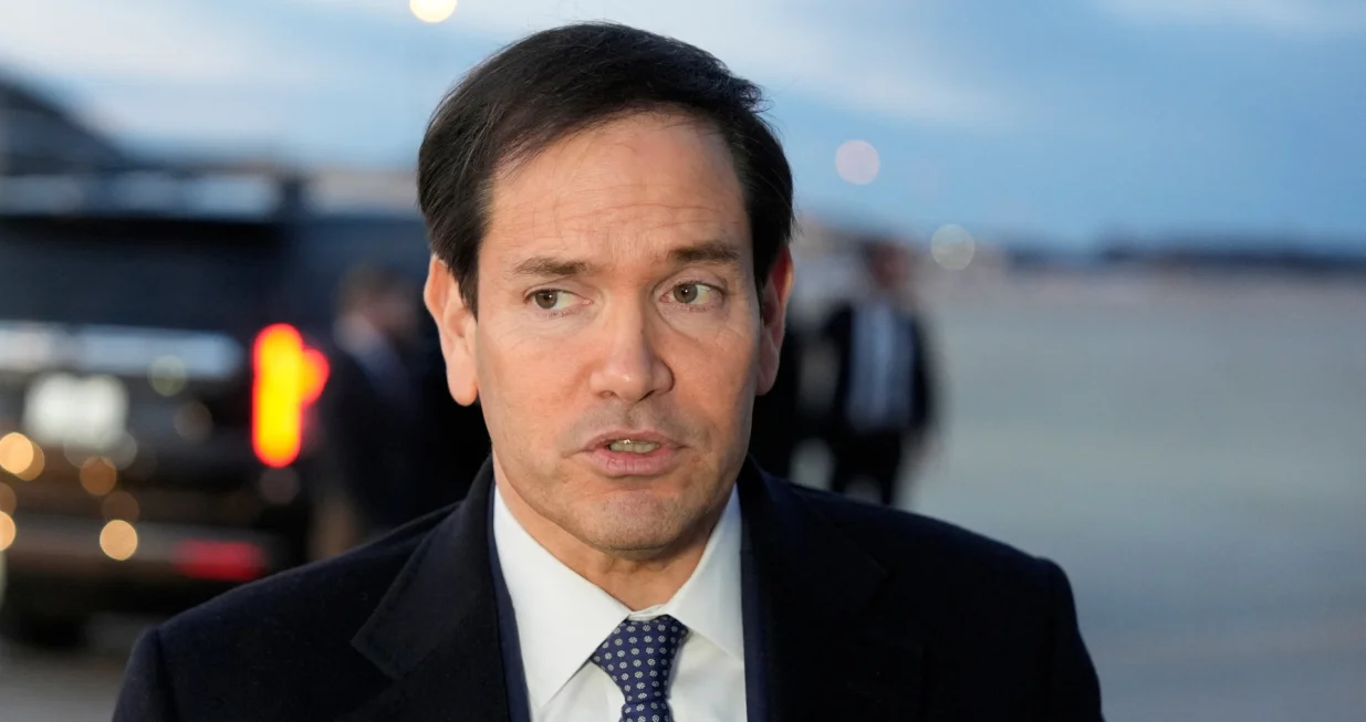 U.S. Secretary of State Marco Rubio speaks to reporters before boarding his plane at Joint Base Andrews, Maryland, U.S., en route to the Munich Security Conference, February 12, 2026. Alex Brandon/Pool via REUTERS/Alex Brandon