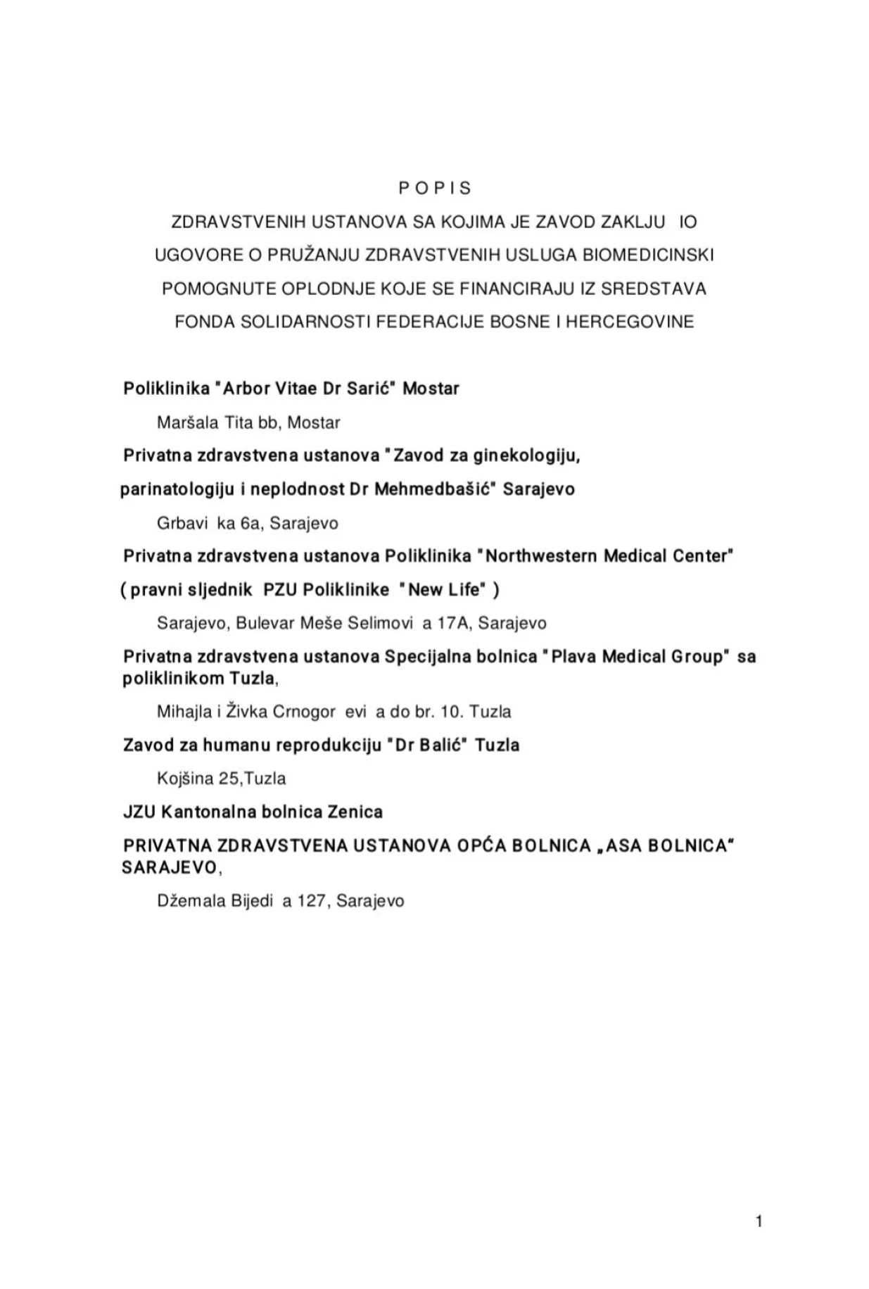 Popis klinika/Leila Jahić