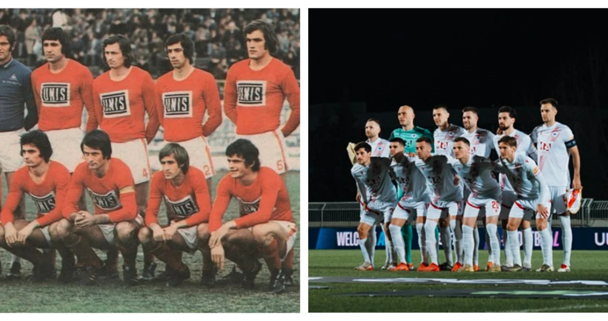 Igrači Veleža 1974. i Zrinjskog 2026. godine/Foto: 