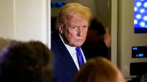 U.S. President Donald Trump speaks to reporters onboard Air Force One, on travel from West Palm Beach, Florida, to Joint Base Andrews, Maryland, U.S., February 16, 2026. REUTERS/Elizabeth Frantz/Elizabeth Frantz