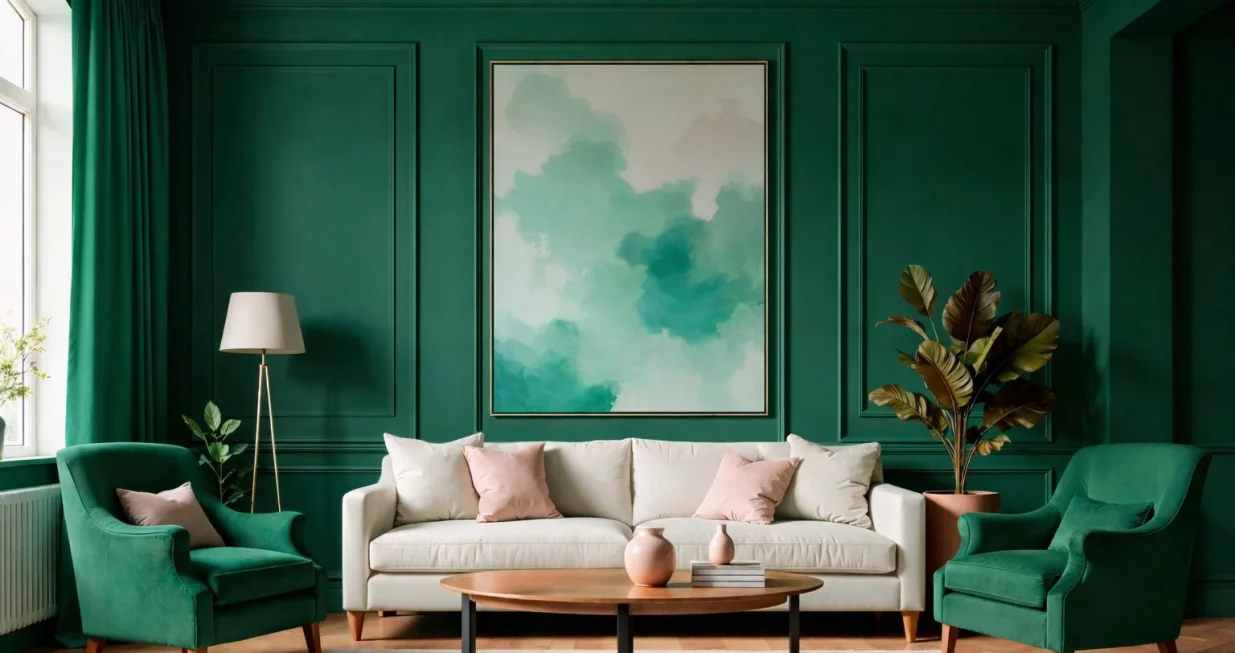 Smaragdno zelena boja u domu/Ilustracija