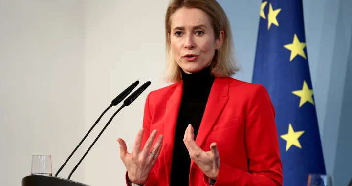 FILE PHOTO: European Union High Representative for Foreign Affairs and Security Policy and European Commission Vice-President Kaja Kallas speaks, during a joint press conference with German Defence Minister Boris Pistorius (not pictured) in Berlin, Germany, January 13, 2026. REUTERS/Liesa Johannssen/File Photo/Liesa Johannssen