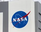 FILE PHOTO: The NASA logo is seen at Kennedy Space Center ahead of the NASA/SpaceX launch of a commercial crew mission to the International Space Station in Cape Canaveral, Florida, U.S., April 16, 2021. REUTERS/Joe Skipper/File Photo/Joe Skipper