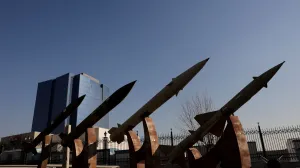 Iranian missiles are displayed in a park in Tehran, Iran, January 31, 2026. Majid Asgaripour/WANA (West Asia News Agency) via REUTERS ATTENTION EDITORS - THIS PICTURE WAS PROVIDED BY A THIRD PARTY/Majid Asgaripour
