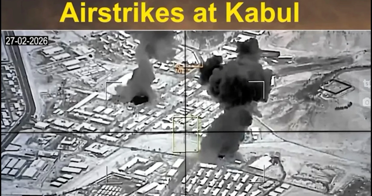 Smoke rises following what Pakistani and Taliban officials say are Pakistani strikes, in Kabul, Afghanistan, in this still image taken from video released February 27, 2026. Pakistani security forces/Handout via REUTERS THIS IMAGE HAS BEEN SUPPLIED BY A THIRD PARTY. IMAGE OVERLAY FROM SOURCE. TPX IMAGES OF THE DAY  VERIFICATION: - Road layout and position of buildings matched satellite imagery - Shape of the mountains matched topography mapping - Date not verified - Pakistani ministry of information and broadcasting said on a Facebook post on February 26 (Thursday) they had struck targets in multiple locations in Afghanistan - Taliban spokesman Zabihullah Mujahid wrote on X on February 27 (Friday) that airstrikes were carried out in Kabul - No older versions of the video were found online upon checking/Pakistani Security Forces