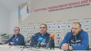 Dario Gjergja na press konferenciji poslije utakmice sa Švicarskom (FOTO: Sport1)/Foto: 