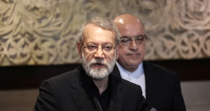 FILE PHOTO: Iran's Supreme National Security Council Secretary Ali Larijani speaks after meeting with Lebanese Parliament Speaker Nabih Berri, in Beirut, Lebanon August 13, 2025. REUTERS/Aziz Taher/File Photo/Aziz Taher