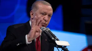 Turkish President Tayyip Erdogan delivers a speech during the opening ceremony of male and female dormitories at Bogazici University, in Istanbul, Turkey, February 13, 2026. REUTERS/Umit Bektas/Umit Bektas